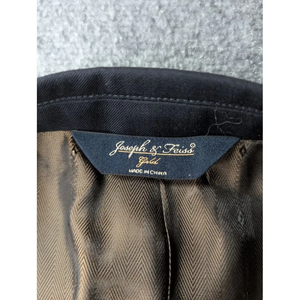 Joseph & Feiss Gold Mens 48R Regular 100% Wool Black Blazer Jacket Sport Coat‎